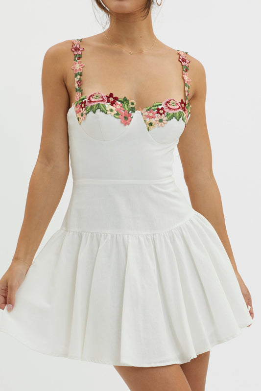 Floral Applique Mini Dress