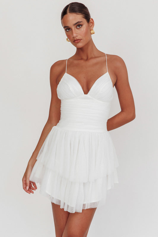 Tie Up Mesh Mini Dress (Pre-Order)