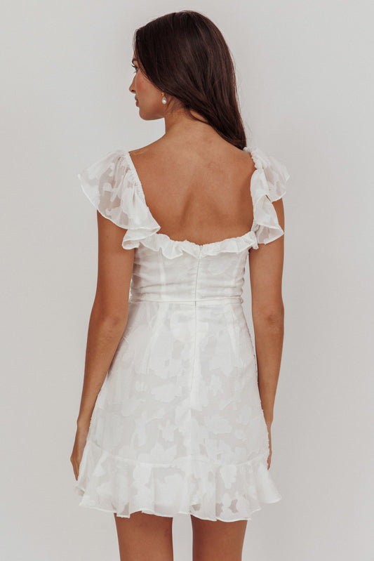 Ruffle Sleeves Jacquard Mini Dress (Pre-Order)