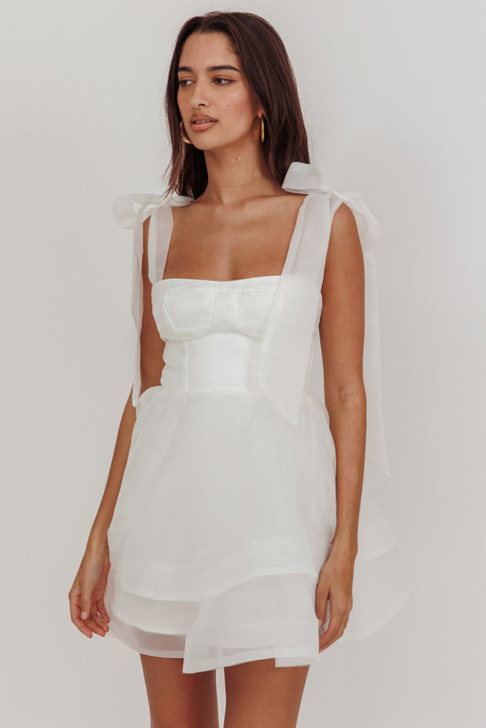 Square Neck Organza Mini Dress