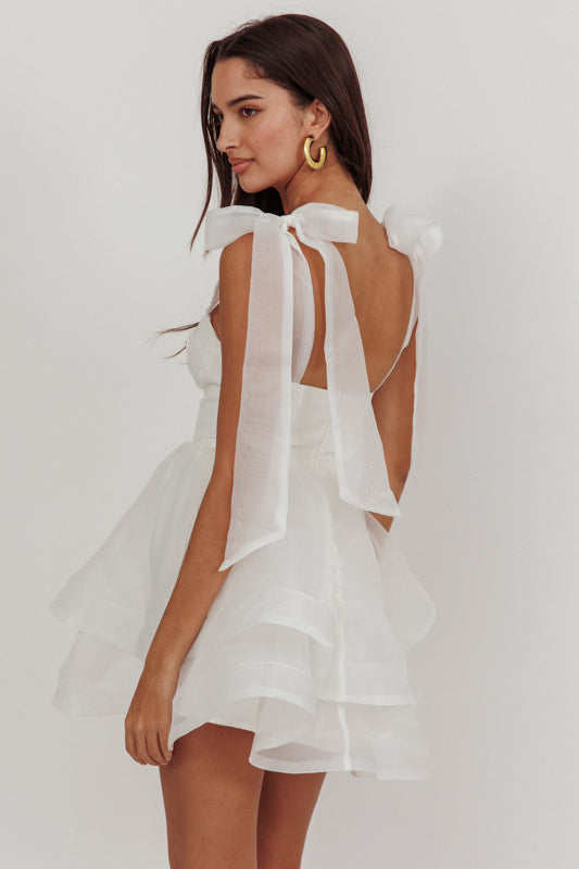 Square Neck Organza Mini Dress
