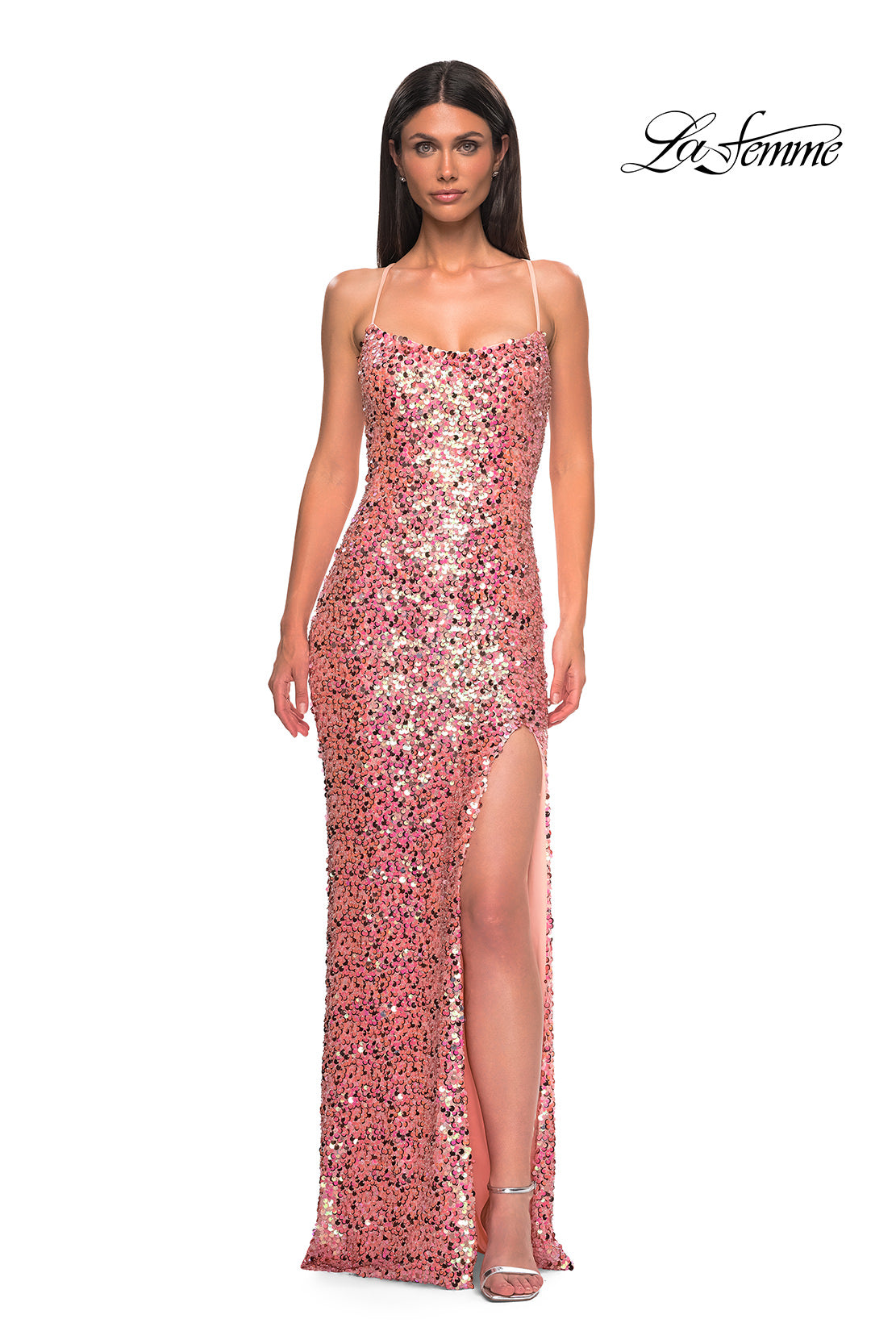 la femme pink sequin dress La Femme Long Hot Pink Sequin Prom Dress