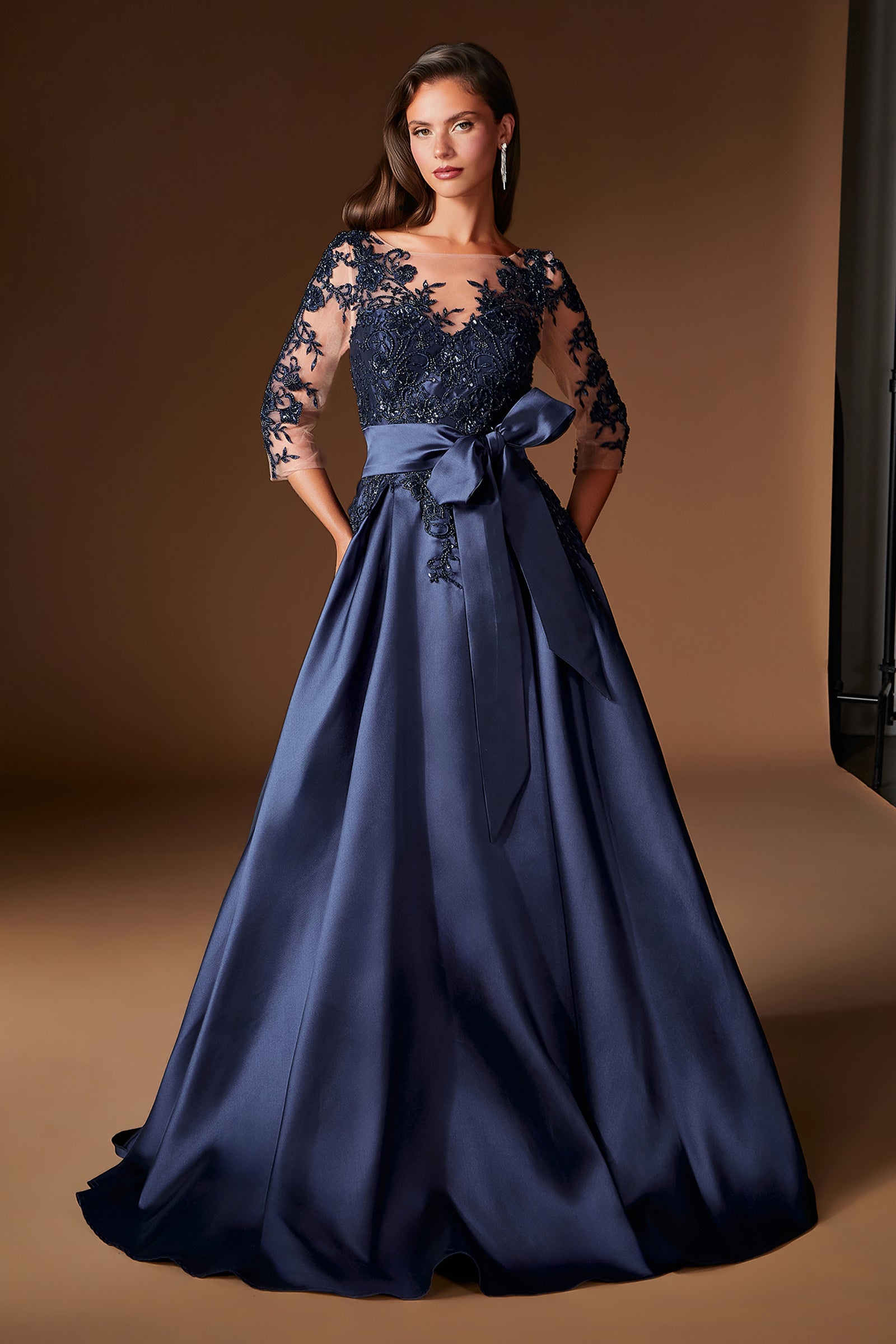 cinderella divine navy blue dress CDS569 Janna Twist Maxi Dress-Midnight