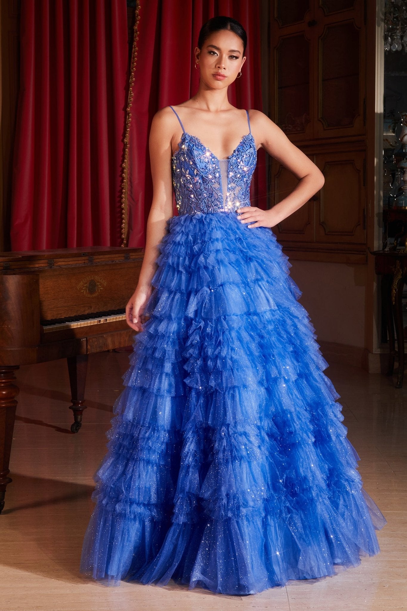 cinderella divine blue prom dress CM391