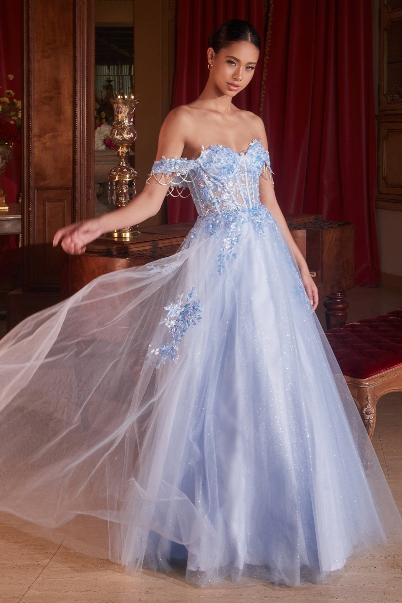 cinderella design prom dresses Cinderella Divine -CD764 Stretch Metallic Satin Prom Dress