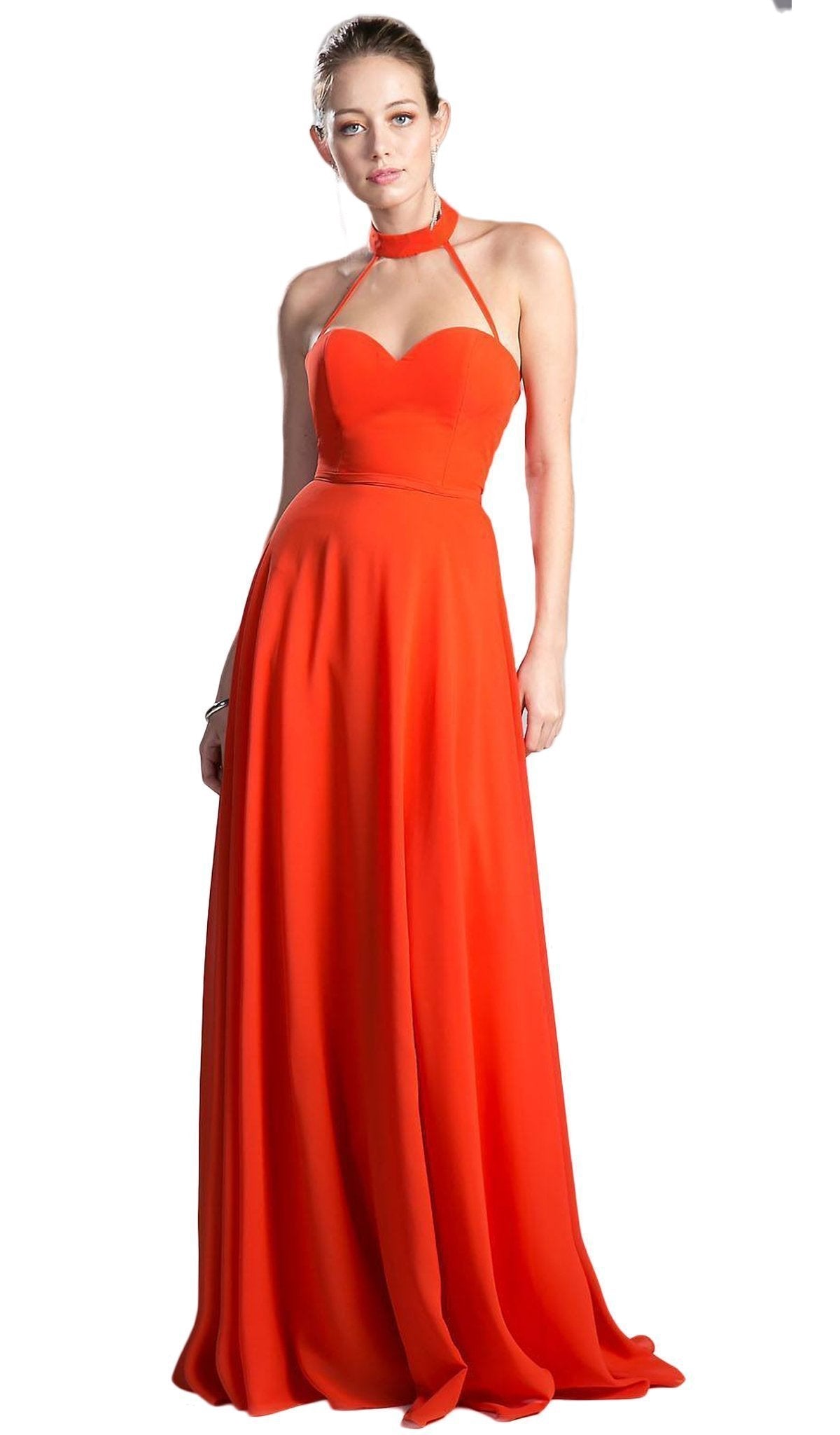 Sleeveless Sleek Halter A-line Dress BLOOD ORANGE / XS Sleeveless Sleek Halter A-line Dress BLOOD ORANGE / XS