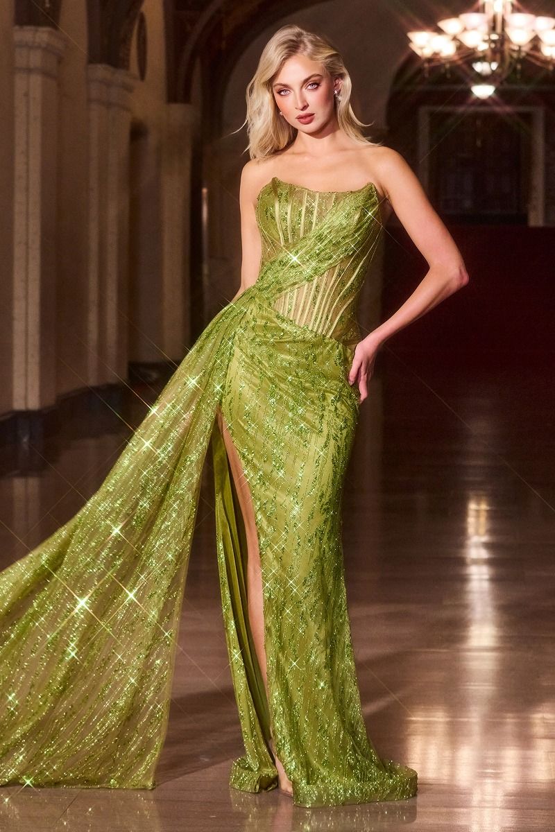 green emerald velvet dress CD0230 | A-LINE DRESS – Ladivine by Cinderella Divine