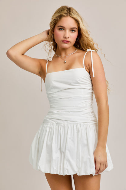 Tie Shoulder Bubble Hem Dress