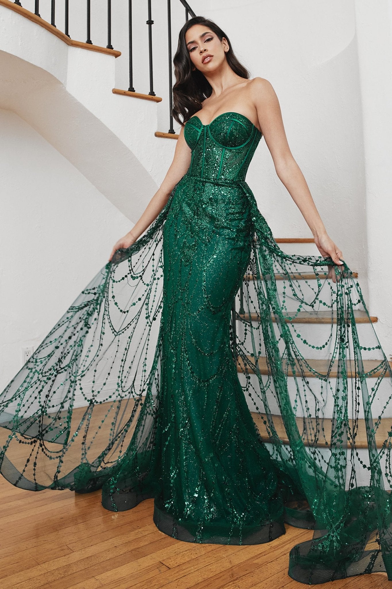 green cinderella prom dress 7496